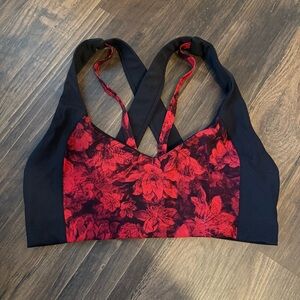 Lululemon Athletica Red and Black Floral Sports Bra